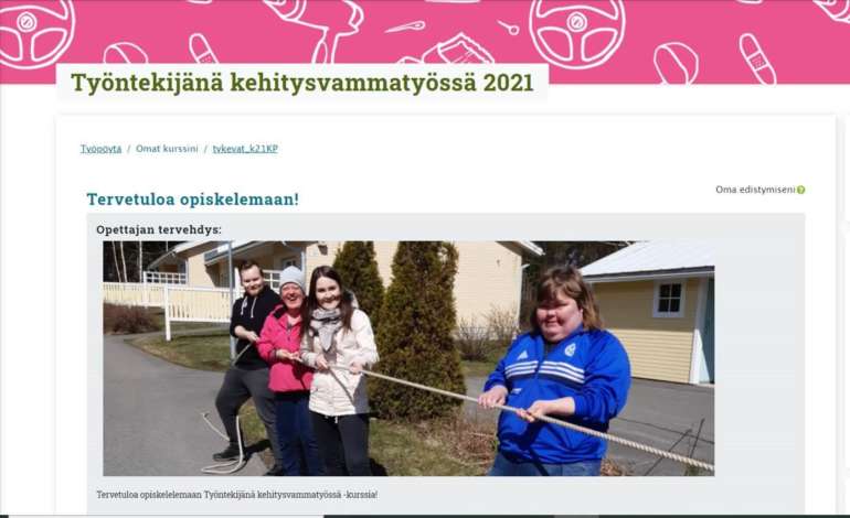 Kuva moodle oppimisalustasta